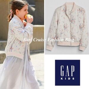 GAP Cream Floral Satin Bomber Jacket
